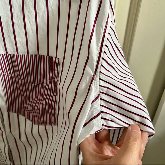 Ralph Lauren Women Small Burgundy and White Striped Shirt - Picture 6 of 12